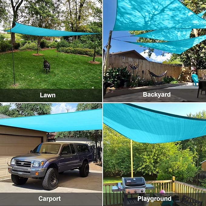 SUNLAX Sun Shade Sail 16' x 16' x 22' Turquoise Blue Right Triangle Canopy Sail - Image 8