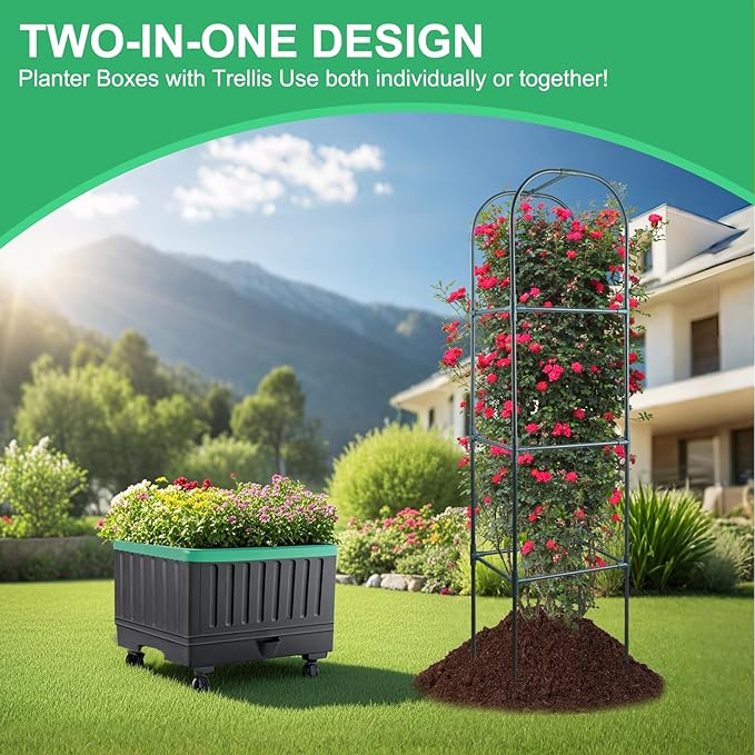Raised Garden Bed with Self Watering Garden Pots, Planter Box with Trellis - Image 6