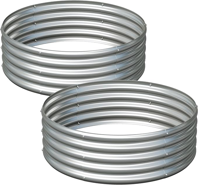 2PCS 3x3x1FT Galvanized Raised Garden Bed Kit, Vegetable Boxes-Round Metal by Yortrek