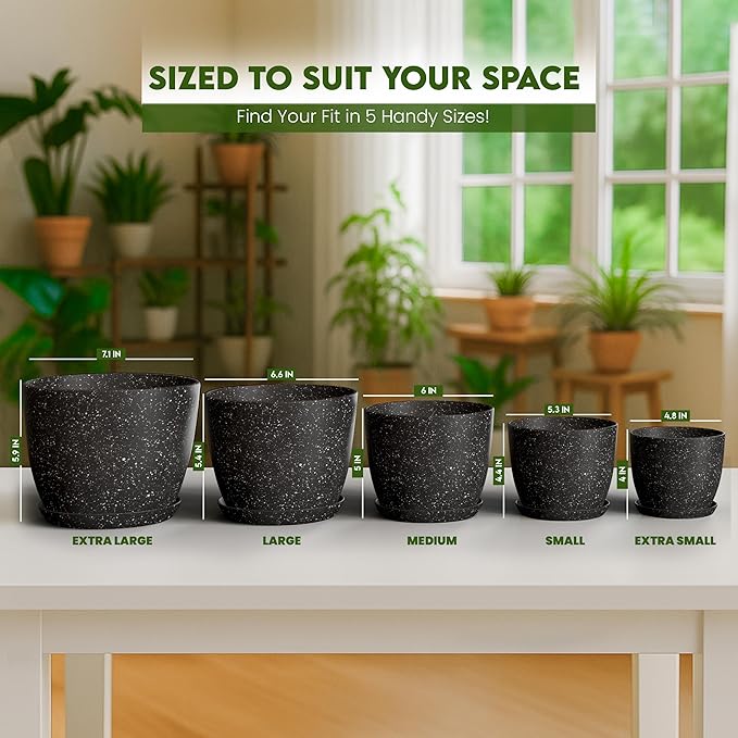 Utopia Home - Spotty Plant Pots Indoor - 7/6.6/6/5.3/4.8 Inches Flower Pots - - Image 7