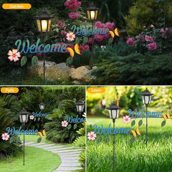 Lewondr Solar Garden Lights Butterfly, 36.6 Inch Solar Lamp Post Light - Image 7