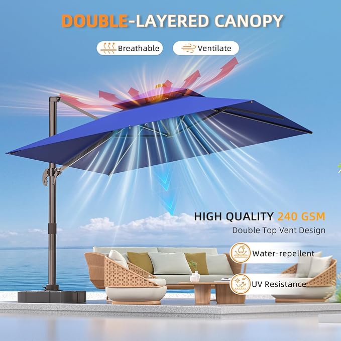 9' X 12' Cantilever Outdoor Patio Umbrellas - Image 5