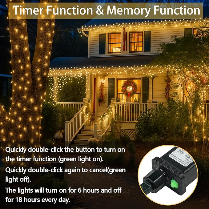 2-Pack 66FT 200 LED String Lights Indoor Outdoor Waterproof, Christmas Lights - Image 4