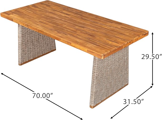 Christopher Knight Home Pasco Acacia Wood Outdoor Dining Table Set - Image 4