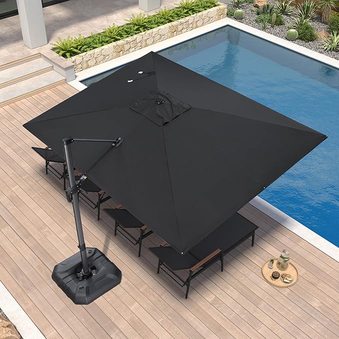 PURPLE LEAF 9' X 11.5' Patio Umbrella Outdoor Cantilever Rectangle Umbrella by PURPLELEAF