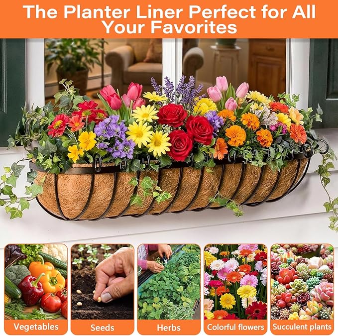 Legigo 2PCS 36 Inch Natural Trough Coco Coir Liners Planters Replacement - Image 7