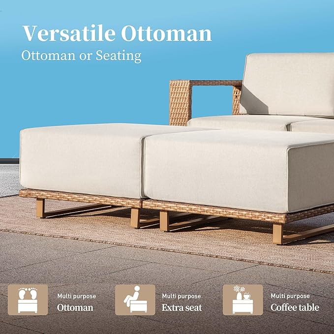 Sectional Outdoor Patio Furniture, Outdoor Rattan Wicker Sectional Sofa - Image 4