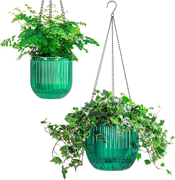 Melphoe 2 Pack Self Watering Hanging Planters Indoor Flower Pots, 5.3/8.3 Inch by Melphoe