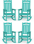 Oversized Rocking Chairs Outdoor Set of 4, High Back Porch Rocking Chair by Suunyn