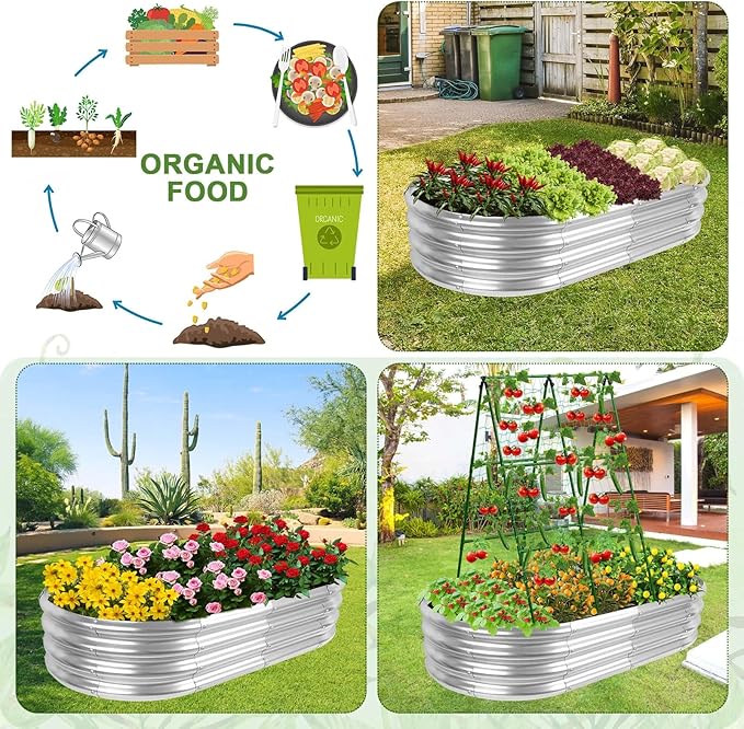 Galvanized Raised Bed with Cucumber Trellis, Garden Arch Trellis Outdoor - Image 7