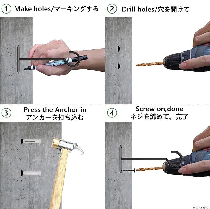 NACETURE Ceiling Hooks Heavy Duty 2 Pack - Image 3