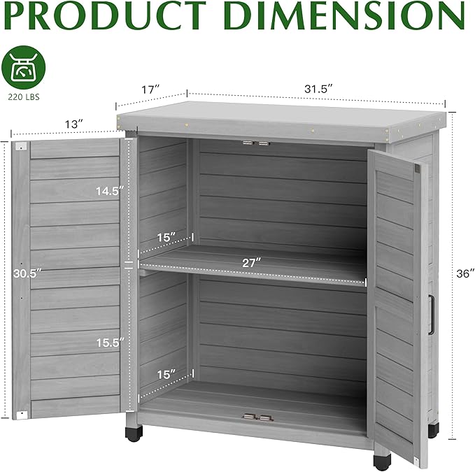 Outdoor Storage Cabinet & Potting Bench Table - Image 3