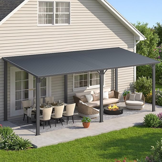 AECOJOY 8' x 20' Outdoor Hardtop Metal Gazebo - Image 5