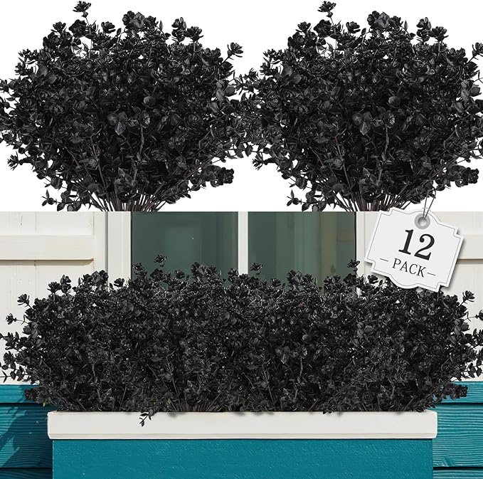 AGIRL 12 Bundles Black Artificial Flowers by AGIRL