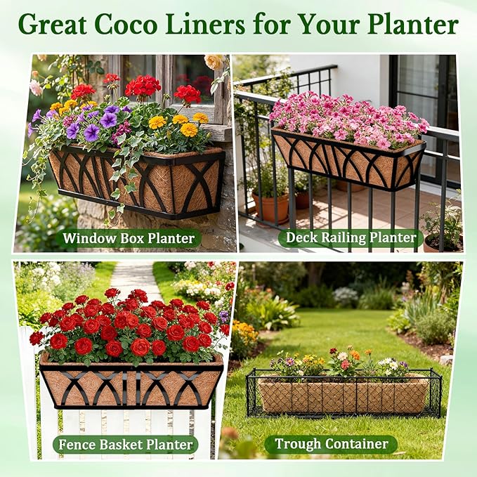 Halatool 2 Pack 30 Inch Window Box Liners Pre-Formed Trough Coconut Liner - Image 8