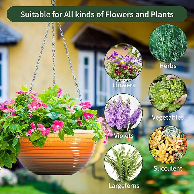 12 inch Hanging Planters for Indoor Outdoor Plants, 2 Pack Large Hanging Flower - Image 6