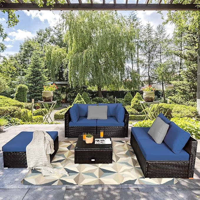 Tangkula 6 Piece Patio Furniture Set, Outdoor Deck Lawn Backyard Durable Steel - Image 4