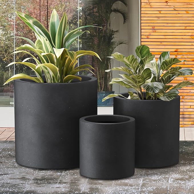 Kante 9.8", 15.7" Dia Round Concrete Planter Set of 3, Modern Style Large - Image 6