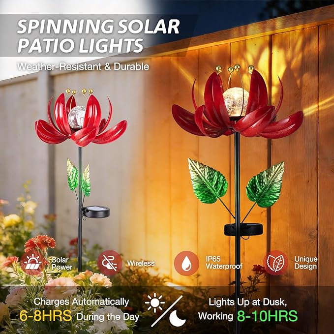 Solar Lights Outdoor Garden Decor, Solar Wind Spinner Yard Decorations Gifts - Image 5