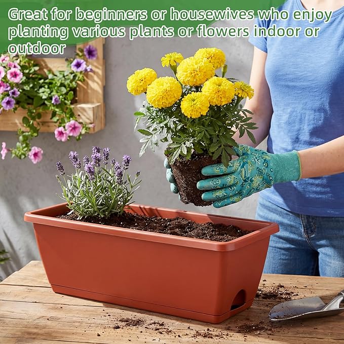 12 Pack Window Box Planter 17 Inches Rectangular Vegetable Flower Planters - Image 4
