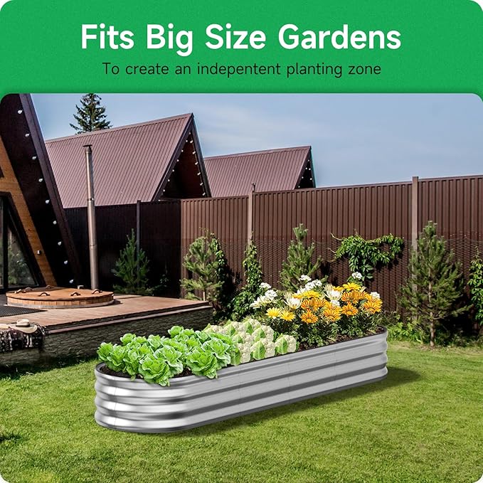 GreatBuddy Galvanized Raised Garden Bed 8×2×1ft, Easy Assembly Outdoor Metal - Image 4