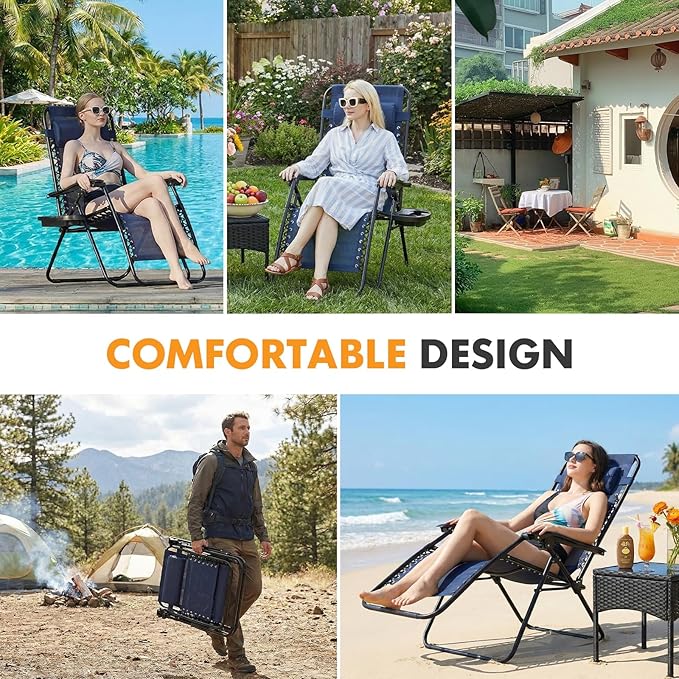 NEWBULIG Zero Gravity Chair Set of 2, Lounge Chair Folding Portable Adjustable - Image 8