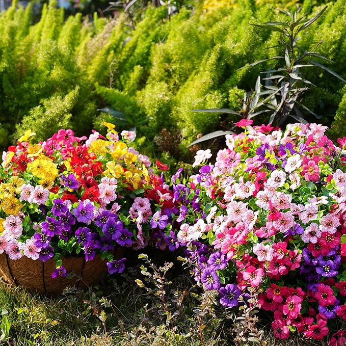 Artificial Flowers for Outdoor, UV Resistant Fake Silk Flowers, Realistic Faux - Image 5