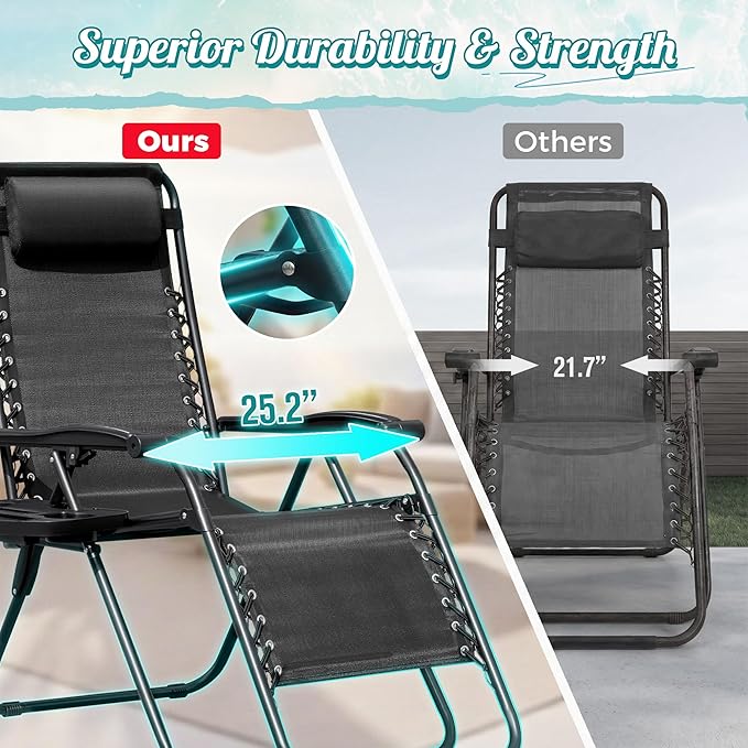 Homall Zero Gravity Chair Patio Folding Lawn Lounge Chairs Outdoor Lounge - Image 4