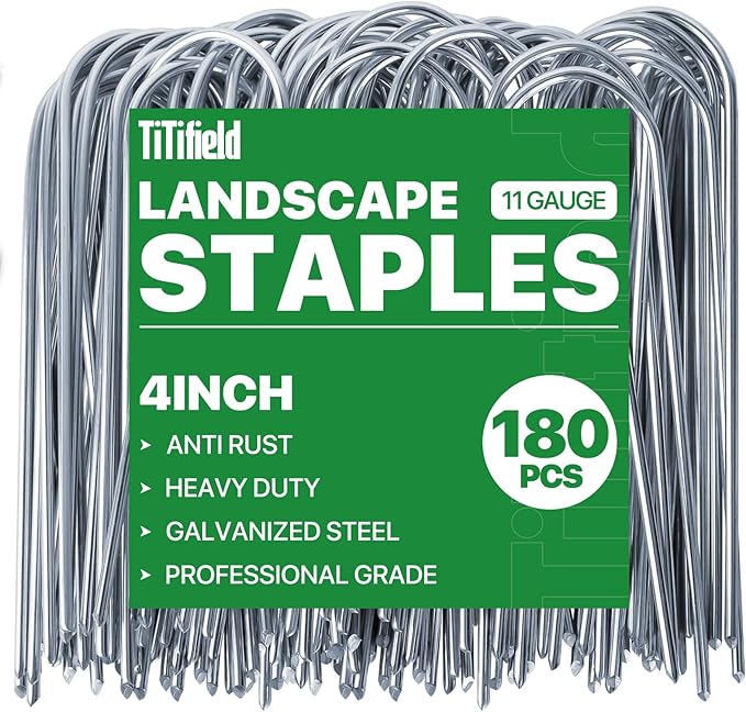 U Shape Garden Stakes 180 Packs 4 Inch 11 Gauge Irrigation Tubing Stakes by TiTifield