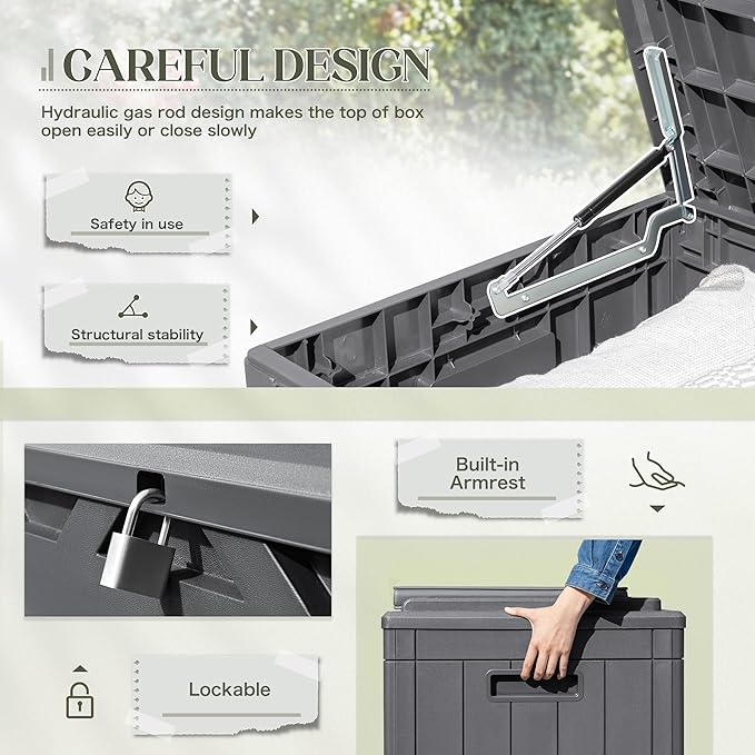 Greesum 100 Gallon Resin Deck Box Large Outdoor Storage - Image 5
