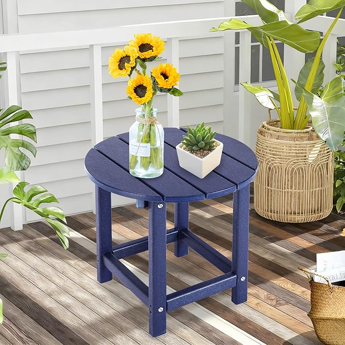 LZRS Round Adirondack Patio Side Table End Table, Outdoor Side Tables - Image 6