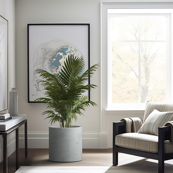 Kante 15.7" Dia Round Concrete Planter, Modern Style Large Cylindrical Plant Pot - Image 3