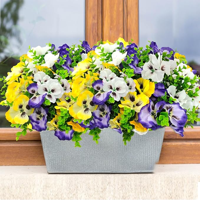 Pansies Artificial Flowers for Outdoors UV Resistant 12 Bundles Silk Pansy - Image 6