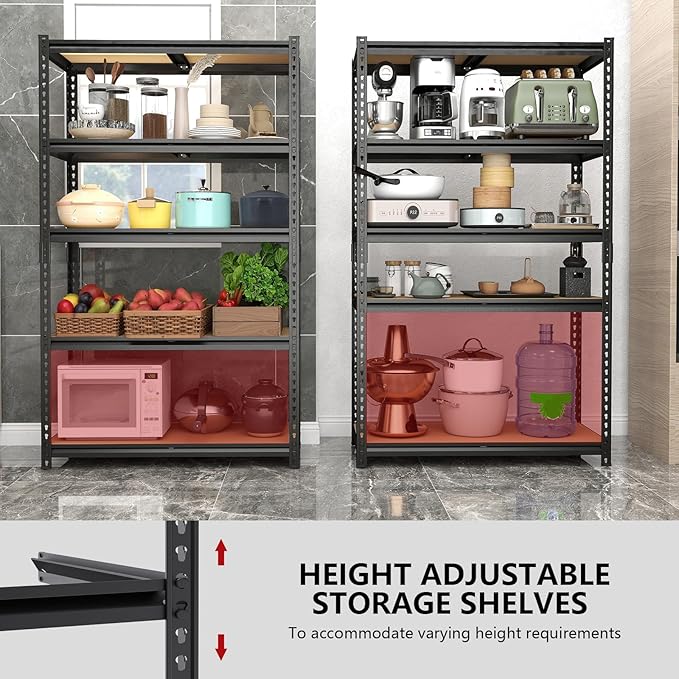 Heavy Duty Garage Shelving, 5-Tier Metal Storage Shelves, 2400LBS Shelving Unit - Image 6