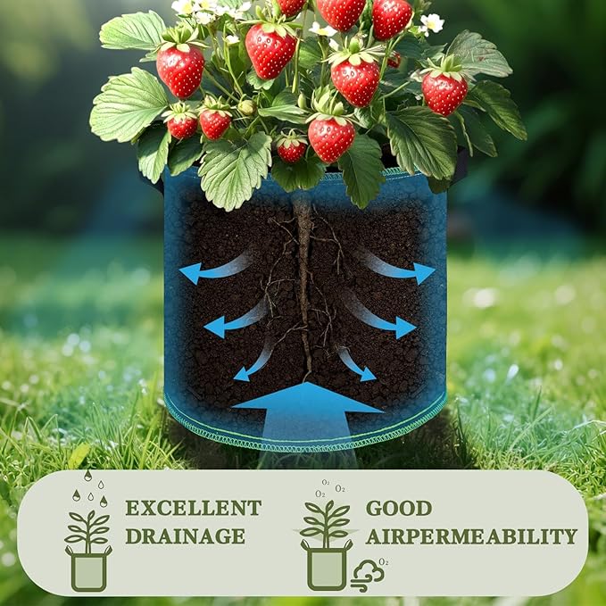 4 Pack 5 Gallon Grow Bags with Handles Garden Vegetable Flower Grow Bags - Image 2