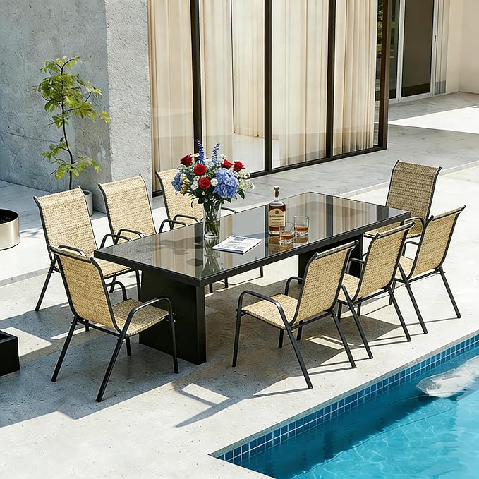 MAMIZO Patio Dining Chairs, Stackable All Weather Teslin Chair, Heavy Duty - Image 10
