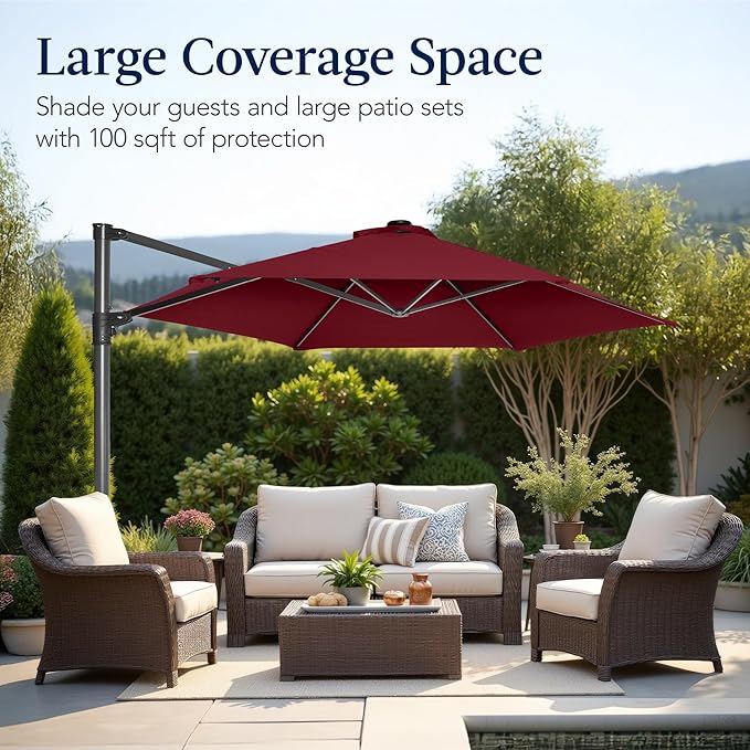 Best Choice Products 10ft Offset Cantilever Hanging Market Patio Umbrella - Image 4