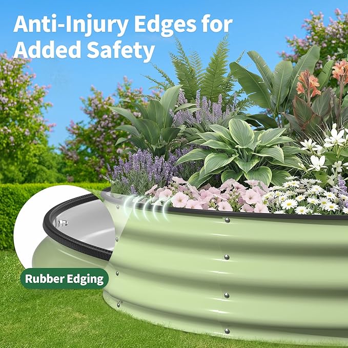 Kesfitt Round Raised Garden Bed, Open-Bottom Design, 12-Inch Deep Outdoor - Image 6