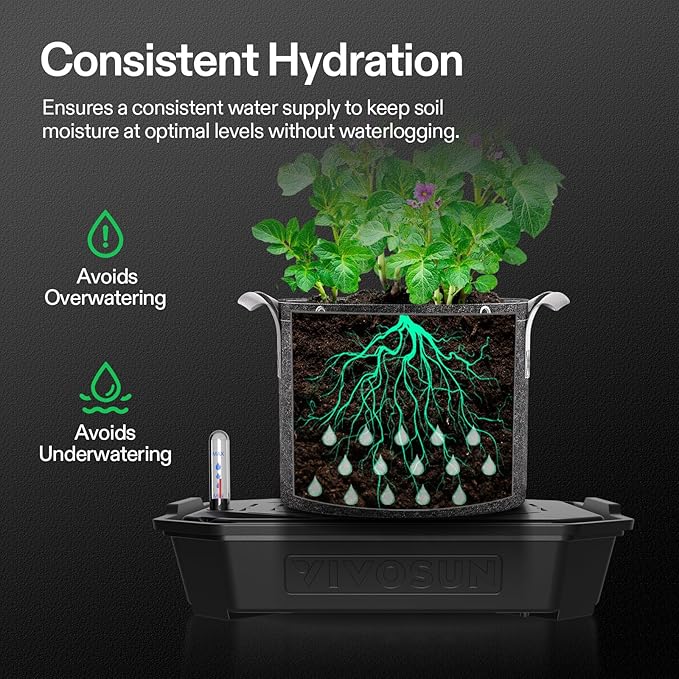 VIVOSUN 8-Pack FlexFeed Self-Watering Pots, Auto Irrigation Fabric Pot Base - Image 5