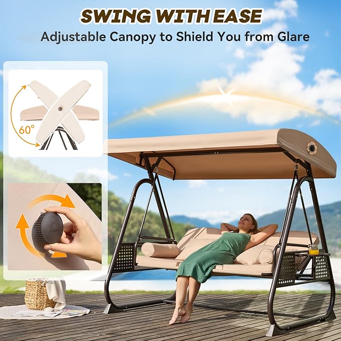 3 in 1 Outdoor Porch Swing - Image 4