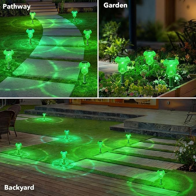 Solar Lights Outdoor, St Patricks Day 8 Pack Mushroom Landscape Lights - Image 3