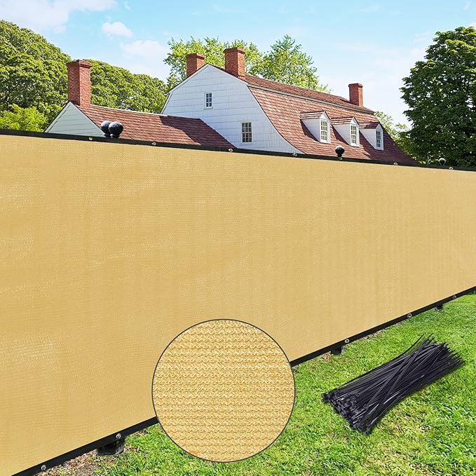 UPGRADE Privacy Fence Screen 6'x32' Sand Outdoor 90% Visibility Blockage 170 by UPGRADE