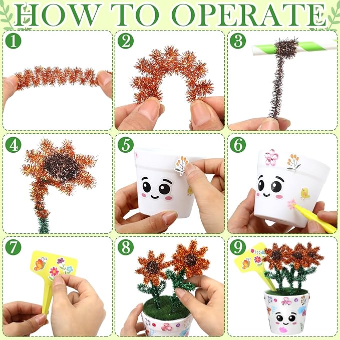 Funnymoom 36 Pcs Garden Plastic Paintable Flower Pot Craft Kit DIY Painting - Image 4