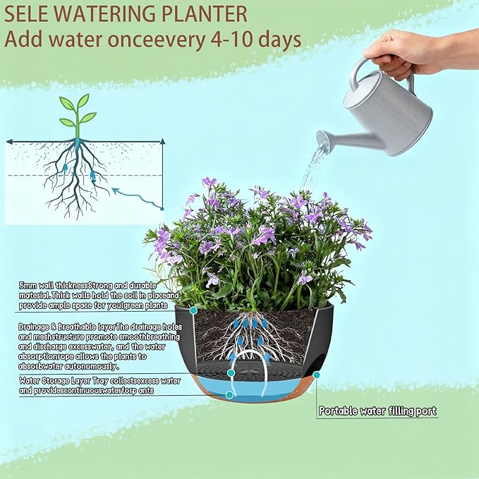 Set of 2-8 Inch Self Watering Hanging Planters - Image 9