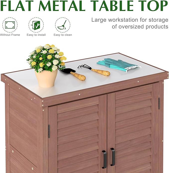 Outdoor Storage Cabinet & Potting Bench Table - Image 4