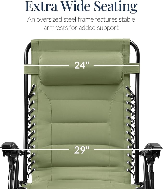 Best Choice Products Oversized Padded Zero Gravity Chair, Folding Outdoor Patio - Image 3