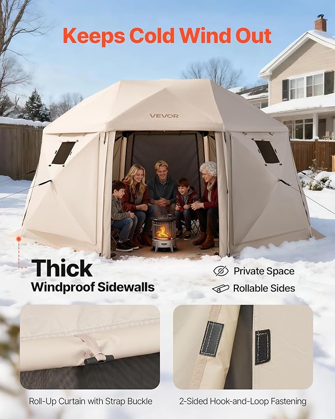VEVOR Pop up Gazebo Screen Tent, 12 x 12 ft, 13-Sided Spherical Camping Canopy - Image 9