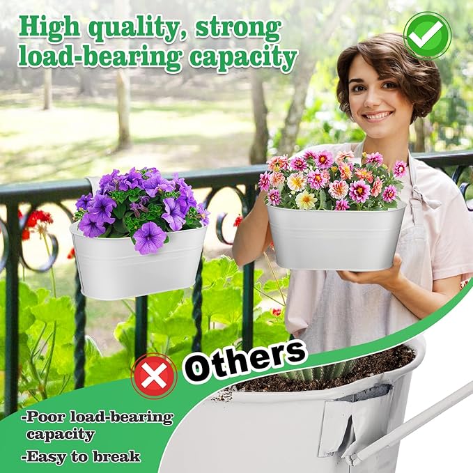 MADHOLLY Railing Planter with Drainage Holes - Image 4