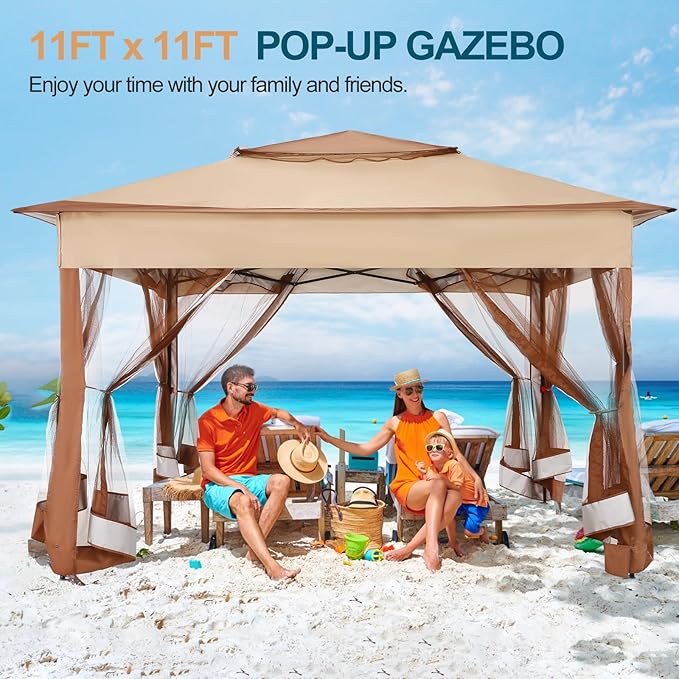 COBIZI 11x11 Pop Up Gazebo Canopy Tent Easy Up Outdoor Gazebo Waterproof - Image 3
