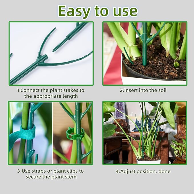 5 Pack Adjustable Plant Support Stakes, Stackable Plant Support Pole - Image 7